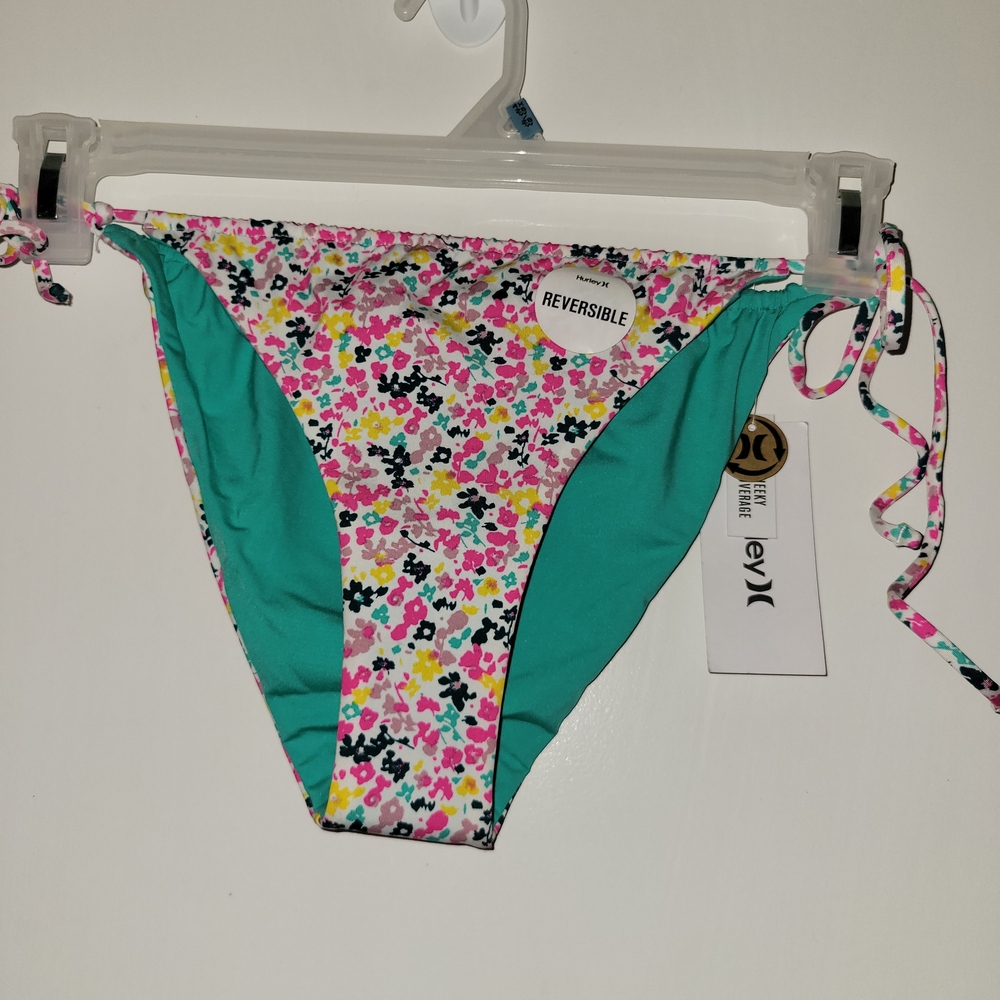 Hurley Teal and Multicolor Bikini Bottom